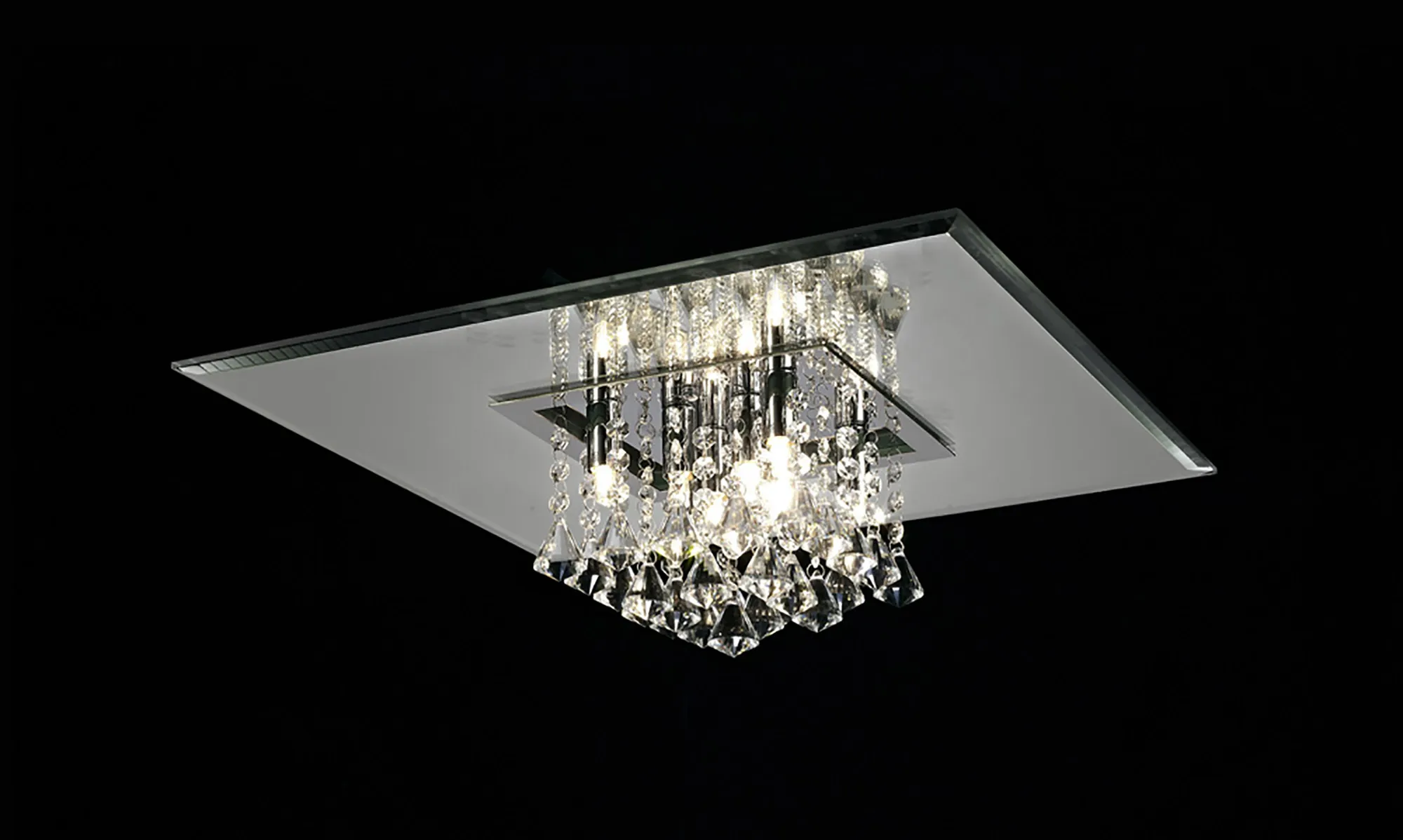 Starda Crystal Ceiling Lights Diyas Ringed & Square Crystal Fittings